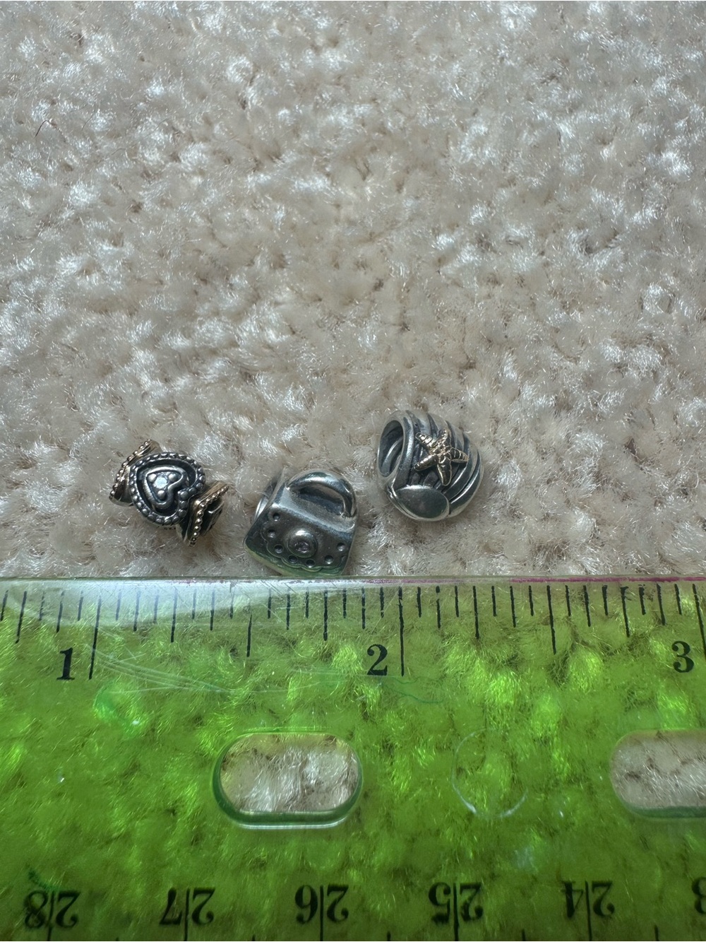 Silver-Tone Heart, Purse & Shell Charm Trio Pandora two are gold and silver. - Picture 3 of 3
